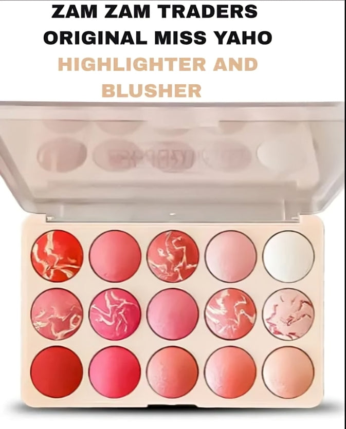 Miss Yaho Highlighter and Blusher Palette – 15 Shades