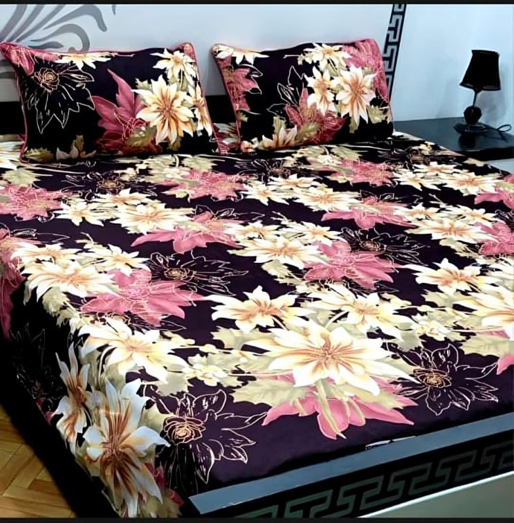 Vibrant Sunflower Printed Bed Sheet Set with Matching Pillow Covers