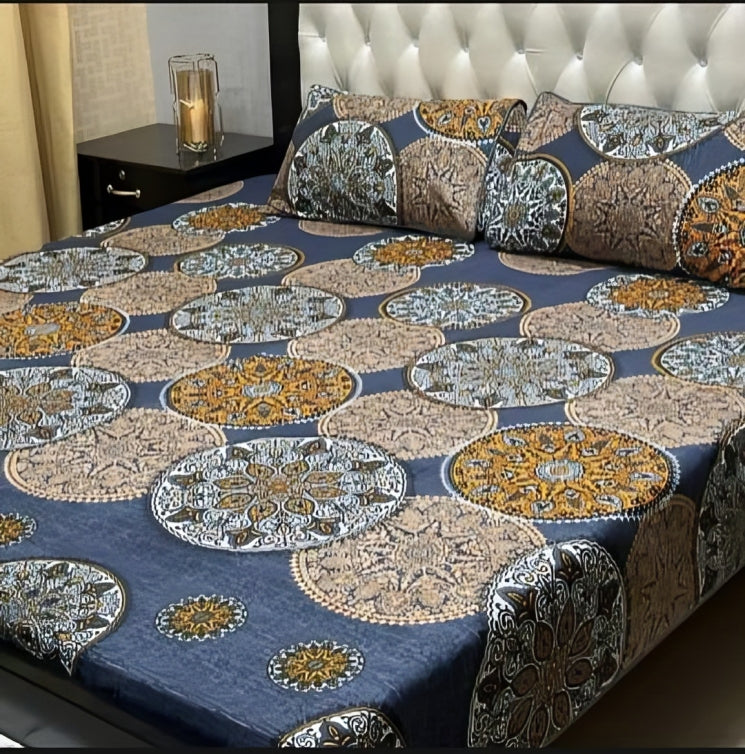 Elegant Floral Printed Bed Sheet Set with Pillow Covers
