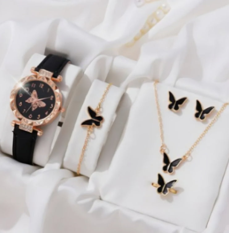Elegant Butterfly Watch & Jewelry Gift Set for Women