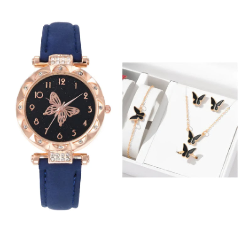 Elegant Butterfly Watch & Jewelry Gift Set for Women