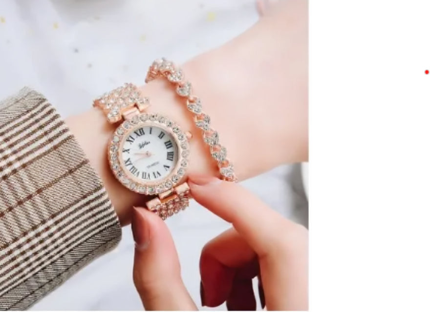 Luxury Crystal Watch & Bracelet Set for Women
