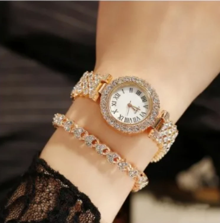 Luxury Crystal Watch & Bracelet Set for Women