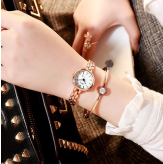 Elegant DZG Women’s Bracelet Watches – Silver & Rose Gold