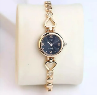 Elegant Rose Gold Ladies Watch with Heart Link Design