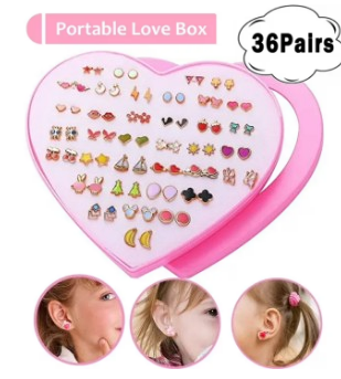 Heart-Shaped 36 Pairs Cute Stud Earrings Set – Multidesign
