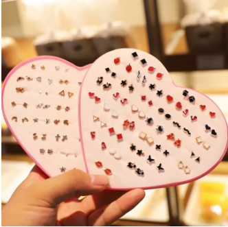 Heart-Shaped 36 Pairs Cute Stud Earrings Set – Multidesign