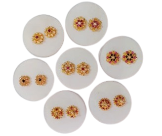 Elegant Gold-Plated Floral Stud Earrings Set – Traditional Ethnic Jewelry