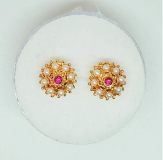 Elegant Gold-Plated Floral Stud Earrings Set – Traditional Ethnic Jewelry