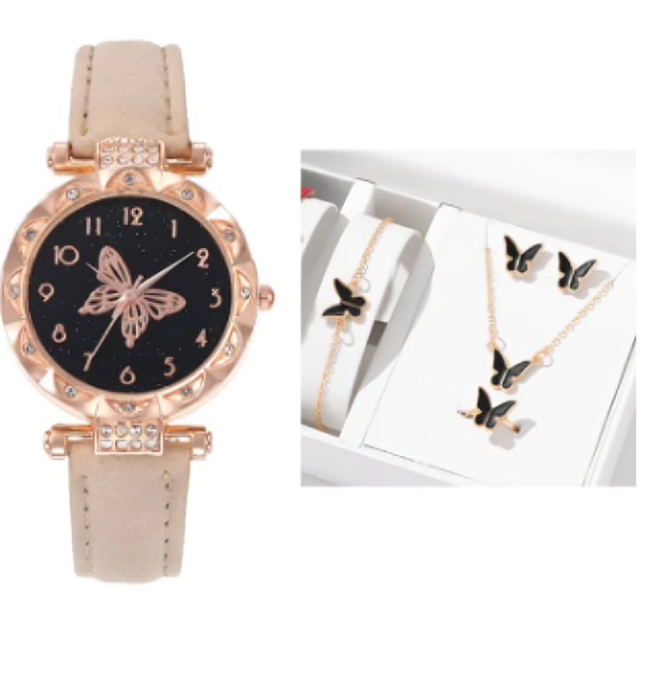 Elegant Butterfly Watch & Jewelry Gift Set for Women