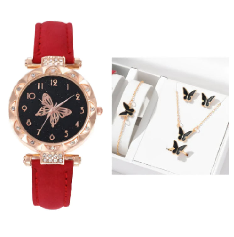 Elegant Butterfly Watch & Jewelry Gift Set for Women