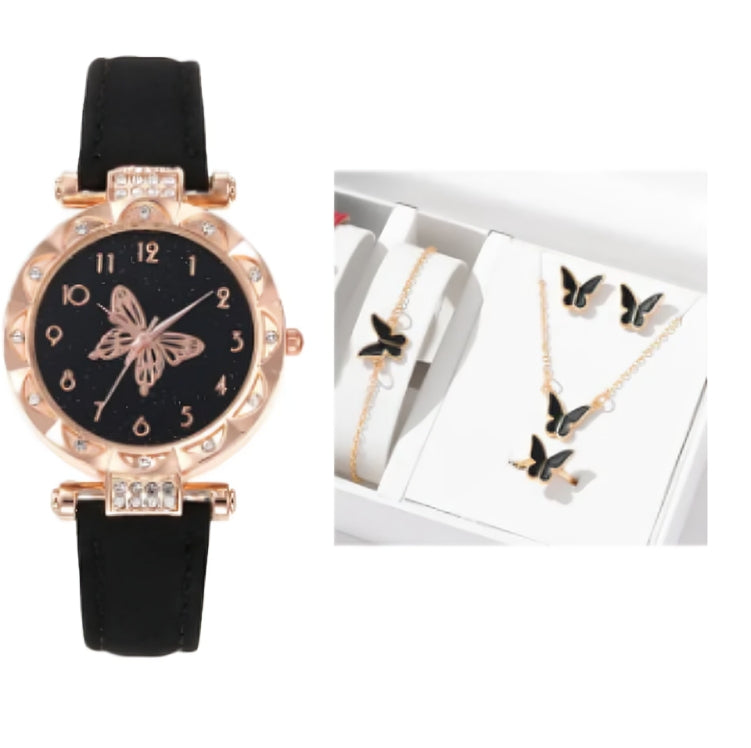 Elegant Butterfly Watch & Jewelry Gift Set for Women