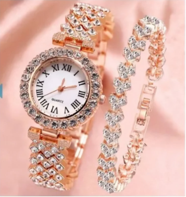Luxury Crystal Watch & Bracelet Set for Women