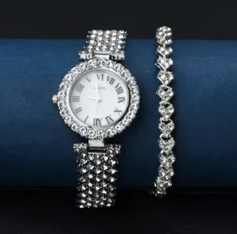 Luxury Crystal Watch & Bracelet Set for Women