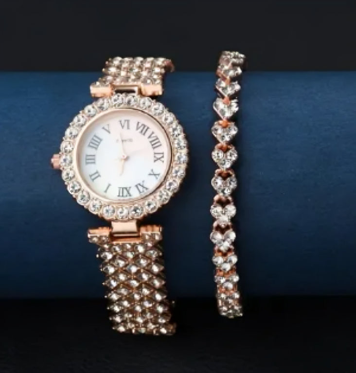 Luxury Crystal Watch & Bracelet Set for Women