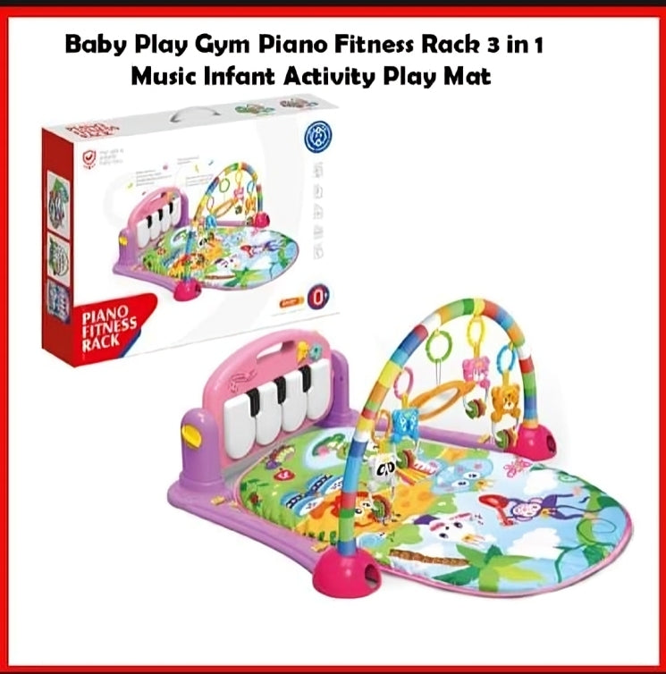Baby Play Gym Piano Fitness Rack 3-in-1 Infant Activity Play Mat