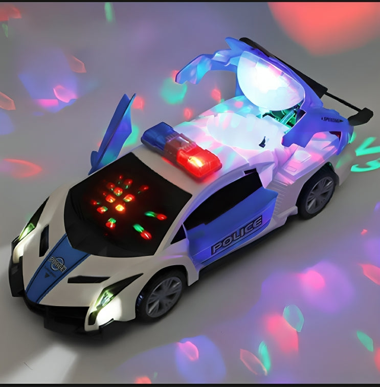 Transforming Robot Sports Car Toy with Lights & Music
