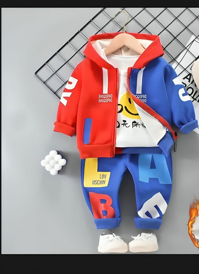 Color Block Kids Tracksuit with Hoodie