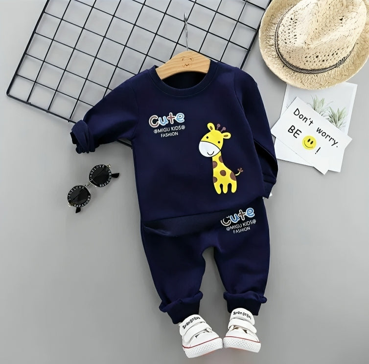 Cute Giraffe Print Kids Tracksuit