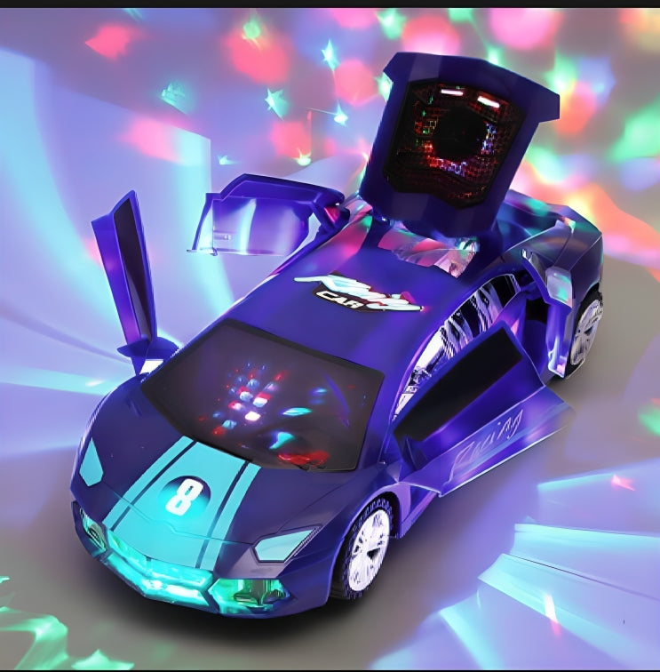 Transforming Robot Sports Car Toy with Lights & Music