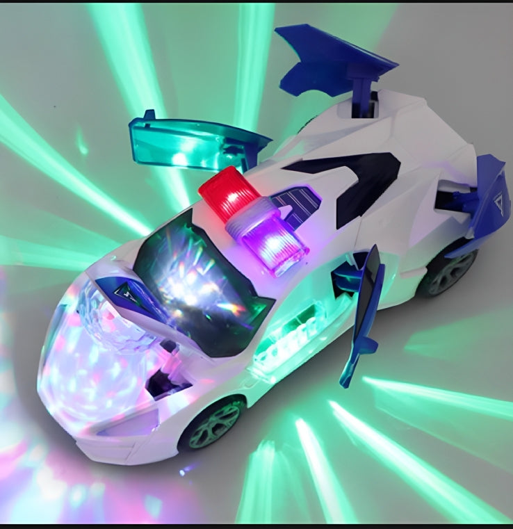 Transforming Robot Sports Car Toy with Lights & Music