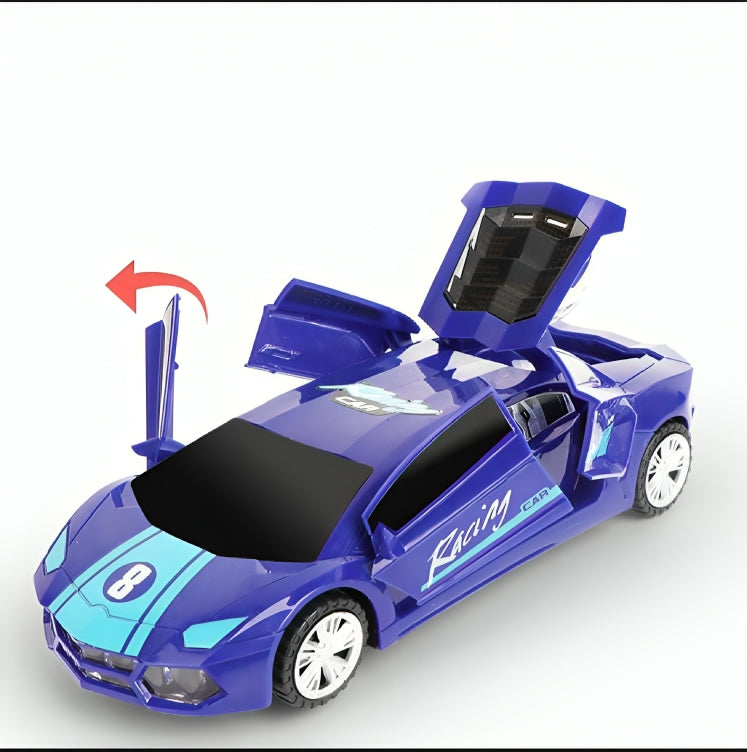 Transforming Robot Sports Car Toy with Lights & Music