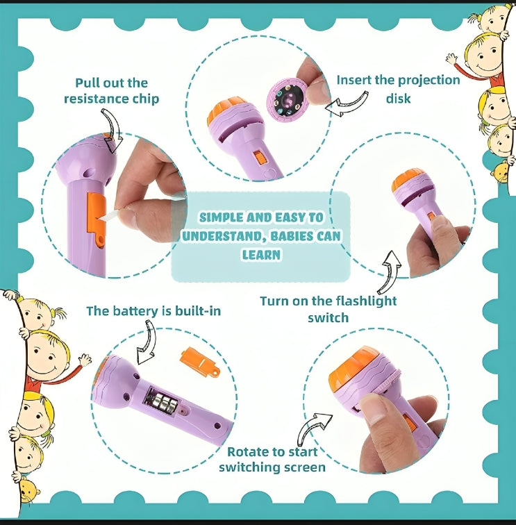 Kids Projection Torch with Animal Slide Discs