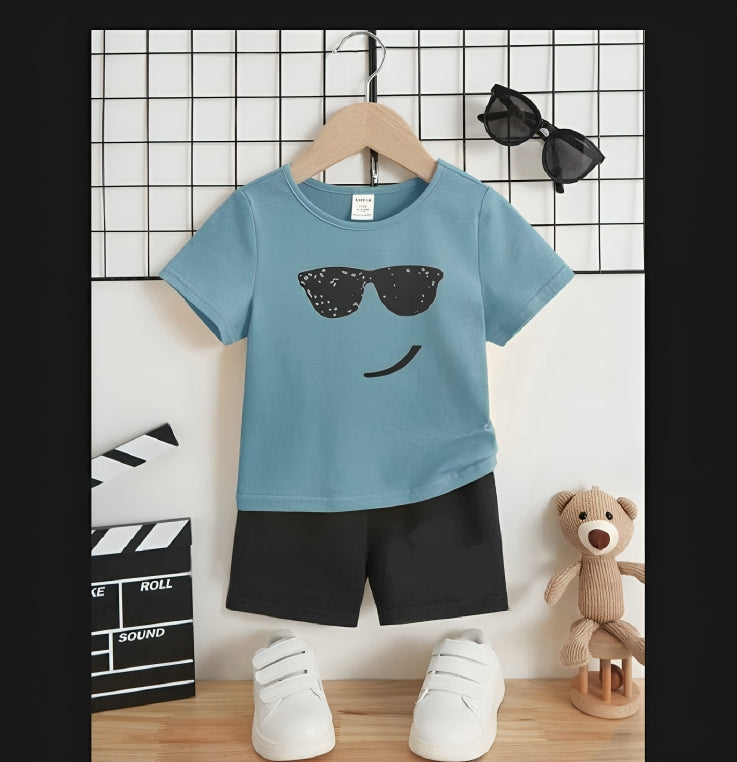 Cool Smile Sunglasses Print Boys Summer Set