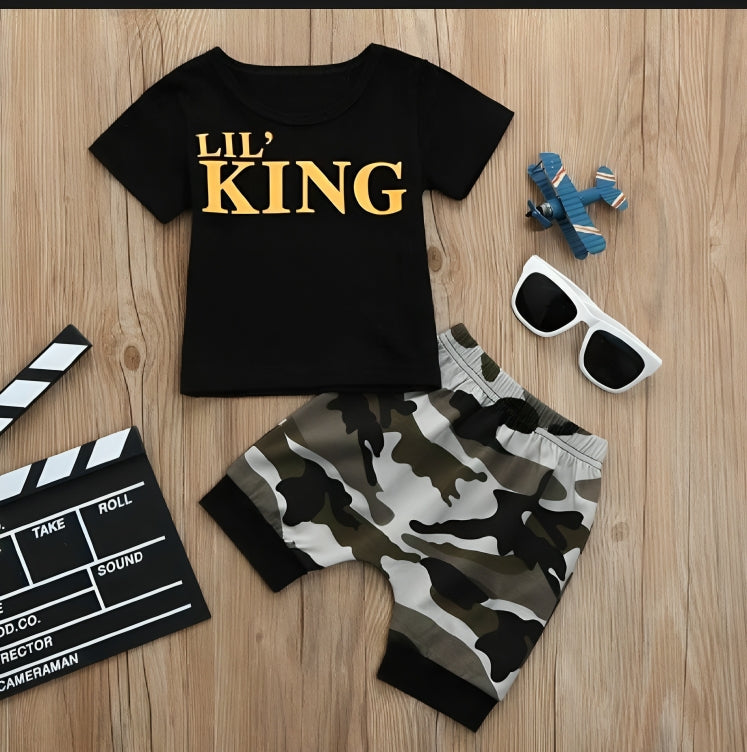Boys Summer Outfit Set – "I Love My Mom, I'm a Good Boy"